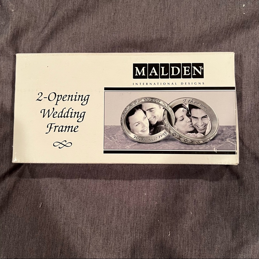 NWT Malden International Designs 2-Opening Picture Frame Silver Rings Wedding